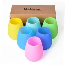 Mofason Silicone Wine Glasses Set of 6 - Unbreakable Stemless Wine Drinkware