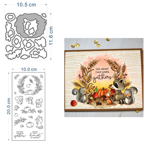 Halloween Fall Harvest Metal Cutting Dies And Clear Stamps Set Diy Scrapbooking - Picture 19 of 22