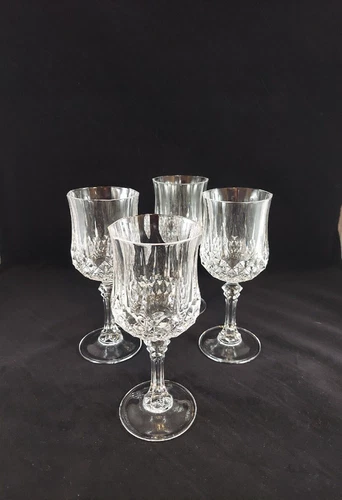 VINTAGE CRISTAL D'ARQUES DURAND LONGHAMP LEAD.4 CRYSTAL WATERN, WINE GLASSES 7oz