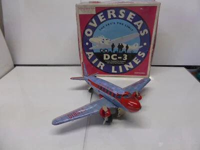 tole tin toy dc-3 overseas air lines schylling friction - Photo 1/4