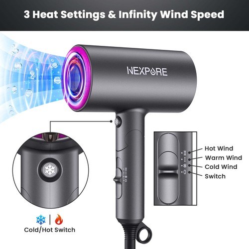 Hair Dryer, 1800W Professional Ionic Blow Dryer for Hair Care, Powerful Wind fo - Picture 7 of 11