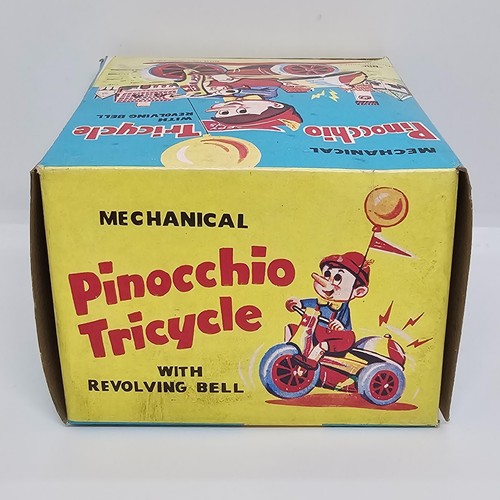 VINTAGE TIN TOY WIND - UP PINOCCHIO TRICYCLE WITH REVOLVING BELL MADE IN KOREA - Picture 8 of 23