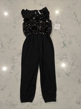 Fab kids Black Sleeveless Romper With Sequins Size XS 4t/5t