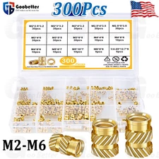 300Pcs M2-M5 Brass Knurled Nut Threaded Heat Set Inserts for Plastic 3D Printing