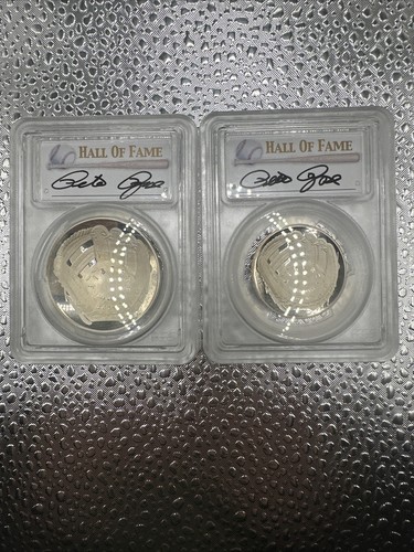 2014 Baseball Hall of Fame Silver $1 And 50C Pete Rose Autos PR69DCAM - Picture 1 of 6