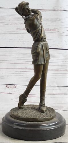 Lady Femmina Golfista Golf Sport Trofeo Premio Bronzo Scultura Statua Figure - Foto 1 di 10