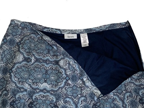 Liz Claiborne, Liz & Me, Blue and Gray Print Flared Skirt, Fully Lined, size 12 - Picture 2 of 4