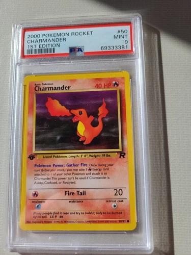 1st Edition Charmander 50/82 - Team Rocket - PSA 9 Mint DPK24