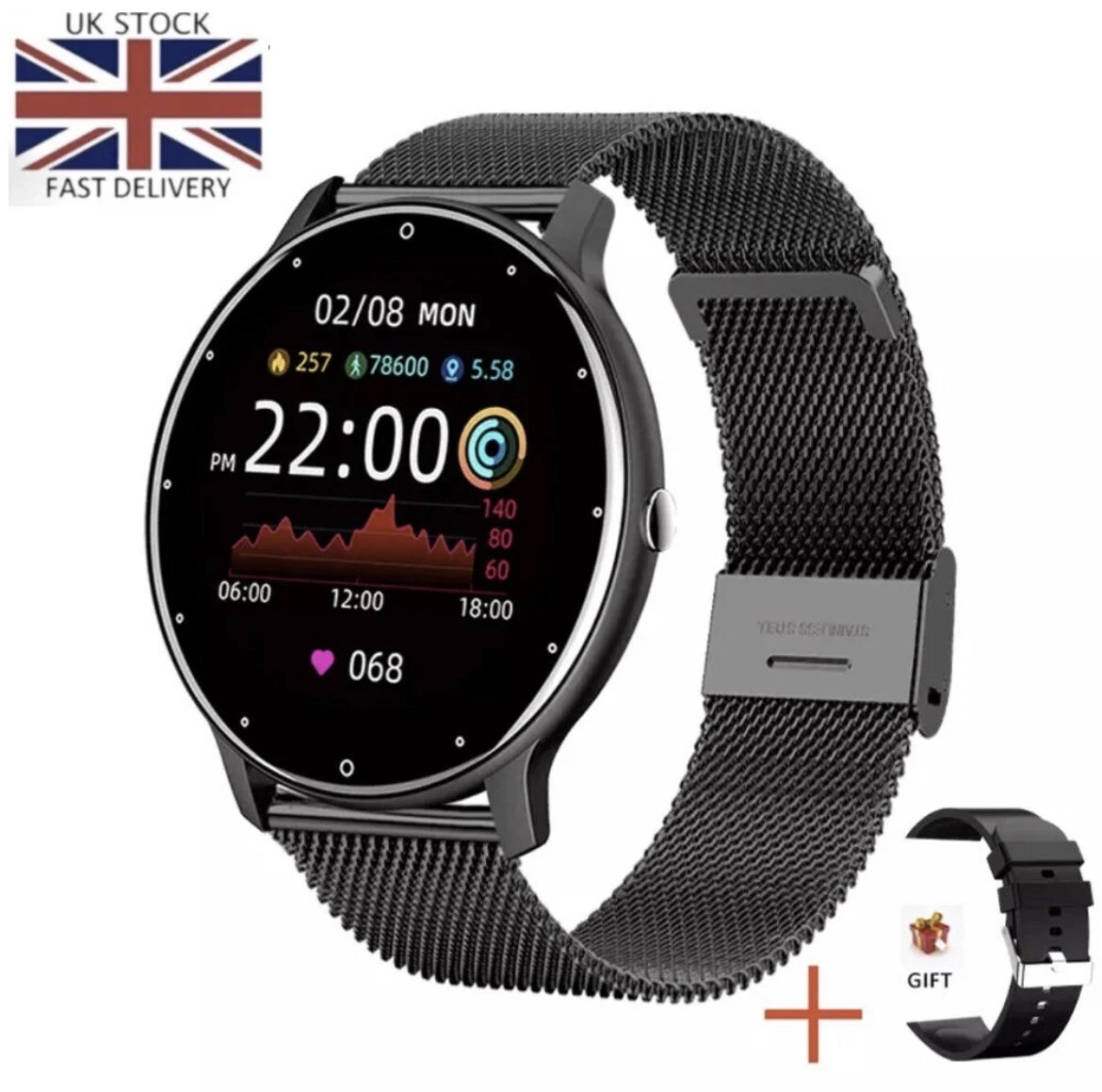 Bluetooth Smart Watch Men Women Calling Sport Fitness Tracker + FREE STRAP