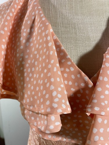 Vestido De Colección Para Mujer Melocotón Volantes Estilo Años 40 Encaje Formal Vacaciones Boda Movimiento - Imagen 6 de 12