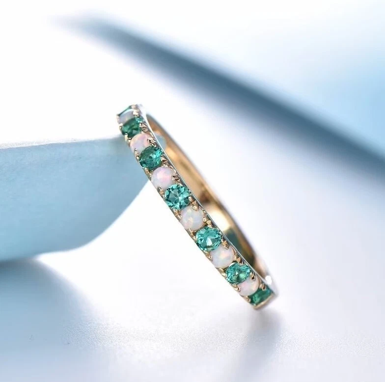 Emerald and opal eternity rings sale