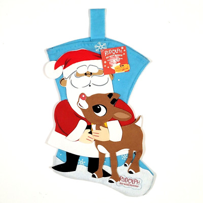 KURT ADLER RUDOLPH THE RED NOSED REINDEER 3D FELT 16'' CHRISTMAS STOCKING NOS NEW