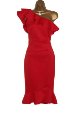 Lipsy Red Bodycon Dress 14 Evening One Shoulder Party Occasion Wedding Evening - Picture 21 of 24