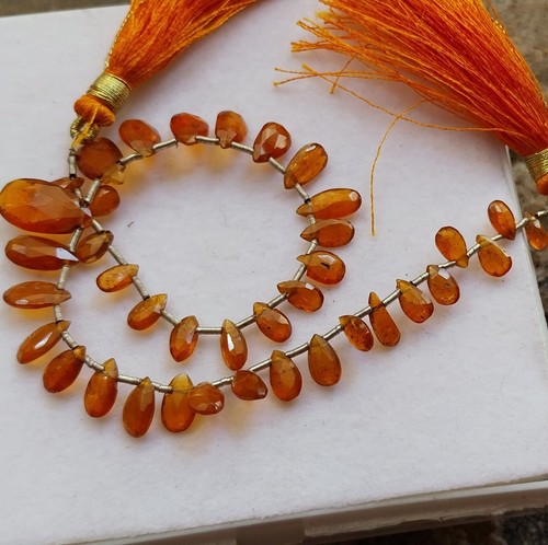Collar de cuentas de 8 pulgadas de pera corte cianita naranja natural 38 quilates 4x6 a 8x15 mm - Imagen 24 de 24