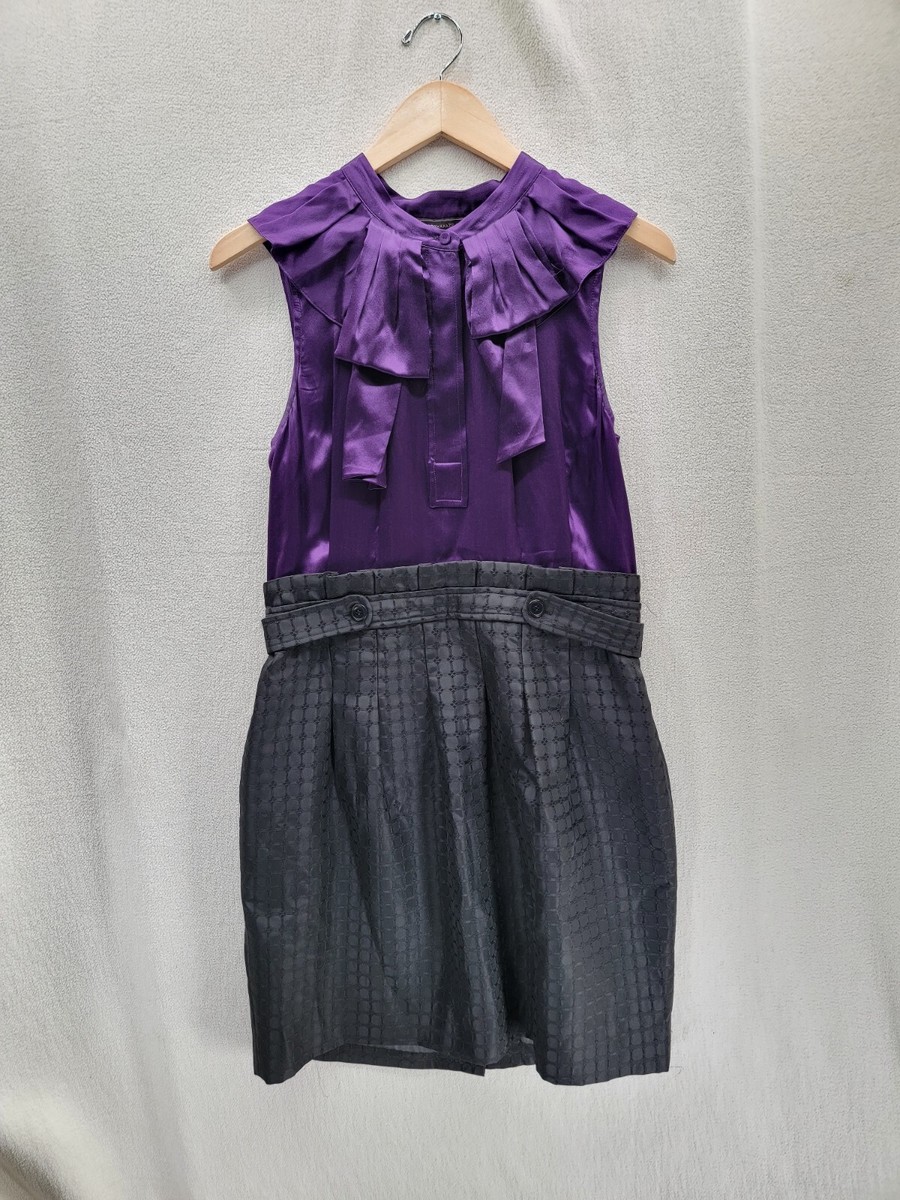 BCBG MAXazria Purple/Black Sleeveless Lined Sheath Dress