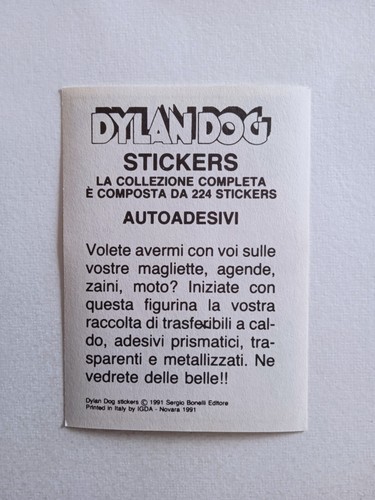 FIGURINA DYLAN DOG BONELLI 1991 FUORISERIE IGDA - Imagen 2 de 2