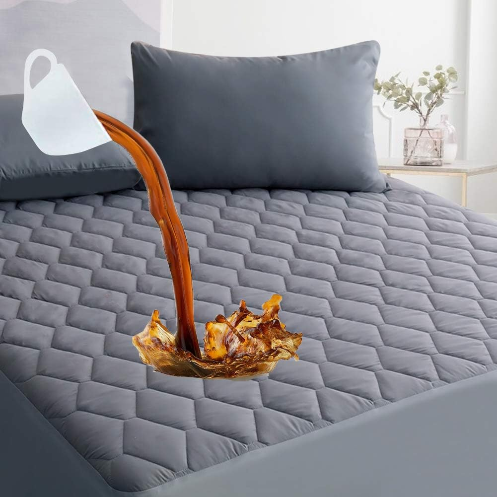 Breathable Waterproof Quilted Queen Mattress Pad with Premium Soft Filling