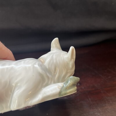 ROYAL COPENHAGEN Denmark Terrier DOG WITH Slipper SHOE PORCELAIN
