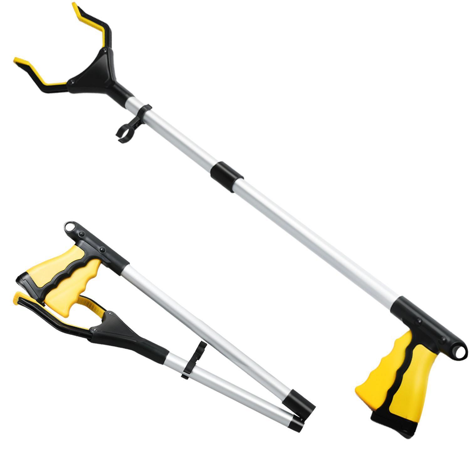 Long Reach Grabber Reacher Litter Picker Helping Hand Held Pick Up Tool Yellow