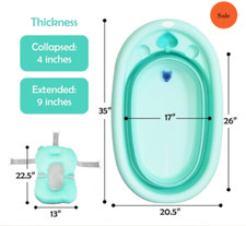 Juego de bañera plegable y portátil para bebé The Moral Brand - Baño con asiento cojín