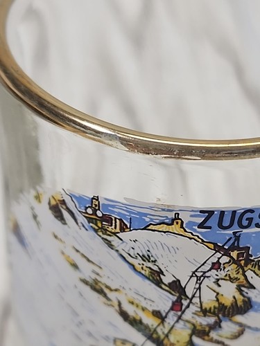 Zugspitze Schneefernerhaus Shot Glass With Handle With Gold Rim 3" - Picture 7 of 8