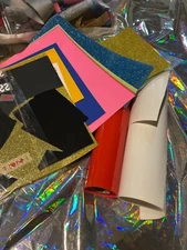 LOT HTV Heat Transfer Vinyl Bundle Iron on - Glitter, Glossy & Matte Colors
