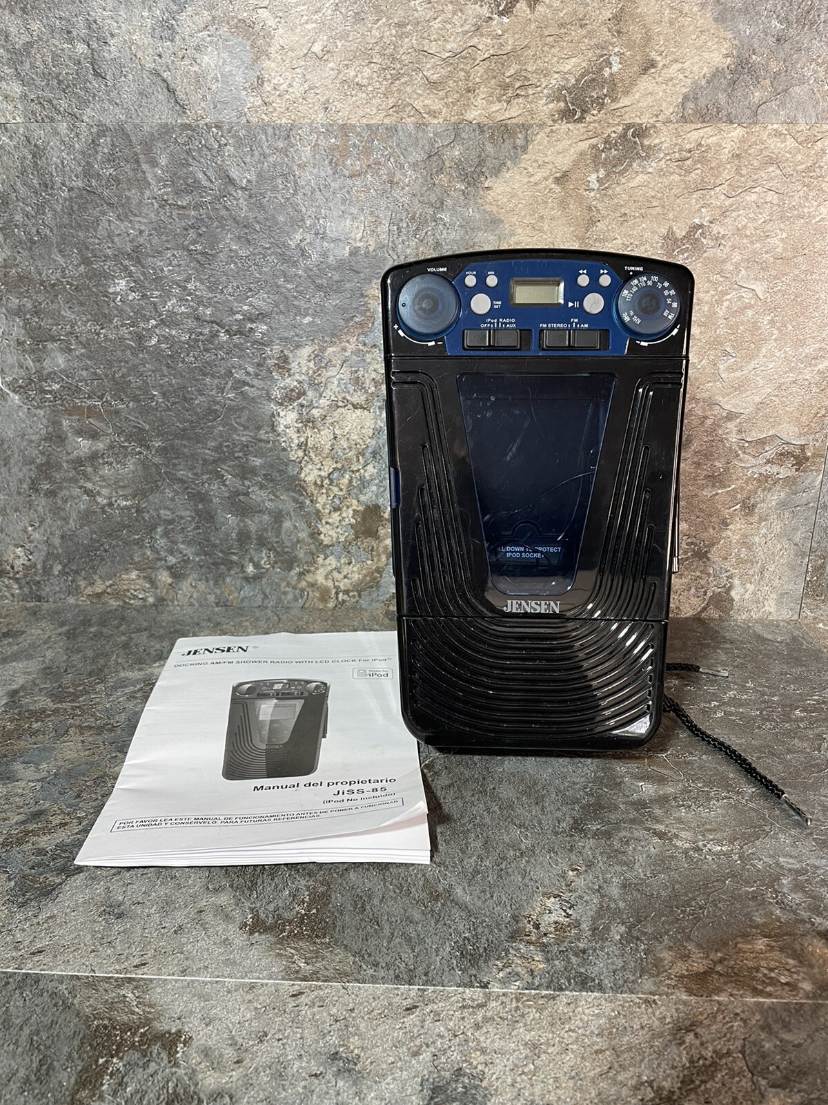 Jensen AM/FM iPod Shower Radio-JiSS-85 water Proof Clock