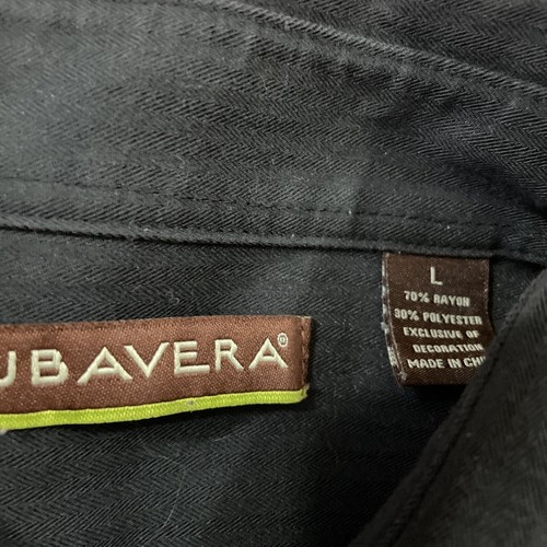 CUBAVERA Guayabero Shirt Men L Aztec Stripe Black Brown Cream Retro Cubano Money - Picture 6 of 19
