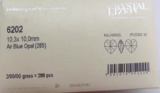 24Pc's  Swarovski 6202 Heart Pendant 10.3 x 10mm Air Blue Opal (285) GENUINE