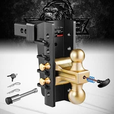 2.5" Trailer Hitch Receiver 8"Drop Tow Hitch Adjustable Dual Ball Mount 28000 lb