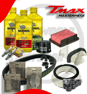 Kit Wartung Yamaha T/MAX/500 2008 2010 Öl Filter Kerzen Riemen Bremsbeläge