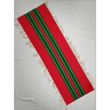 MCM Southwestern Wool Table Runner Woven Red & Green Mat Home Decor