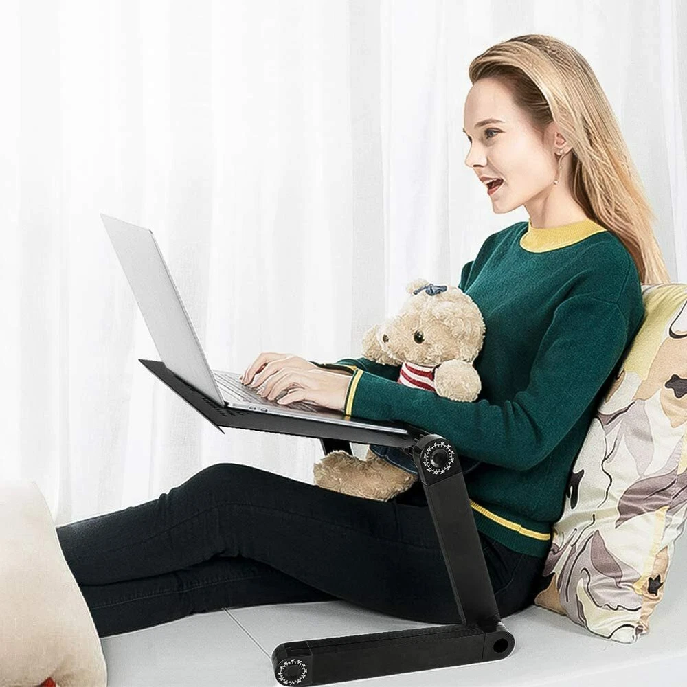 Adjustable Folding Laptop Stand Bed and Desk Table with Height Control  