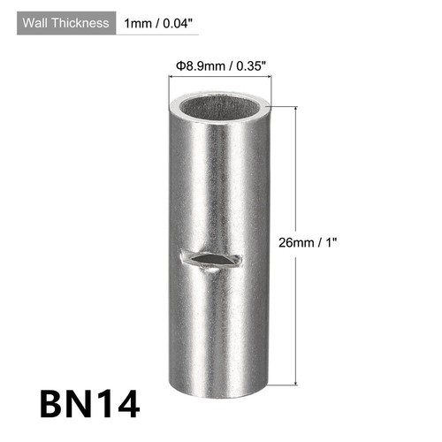 10-100Pcs 2-22 AWG Non-Insulated Copper butt Splice connectors terminal barrel - Picture 6 of 18