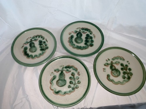 2) Vtg M A Hadley Pottery Green Pear & Grape Bread Dessert Small Plate 6-3/8 - Picture 2 of 6
