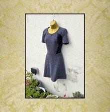 New Look Size 12 Grey Black A-Line Skater Casual Autumn Winter Office Work Dress