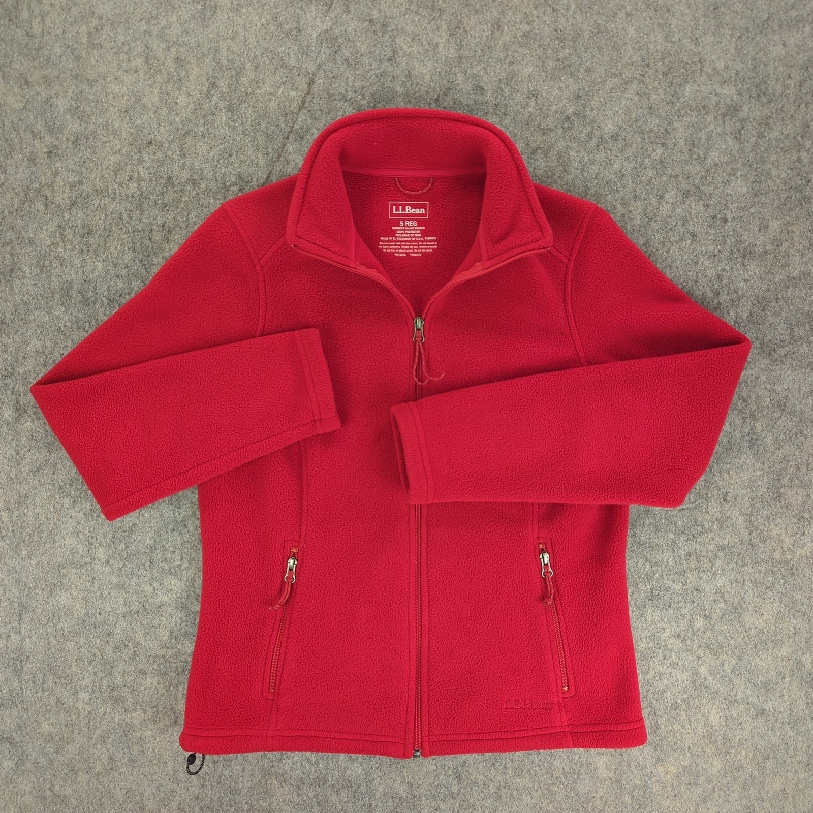 LL Bean Jacket Womens Small Red Full Zip Polartec Fleece Outdoor Pockets Hiking