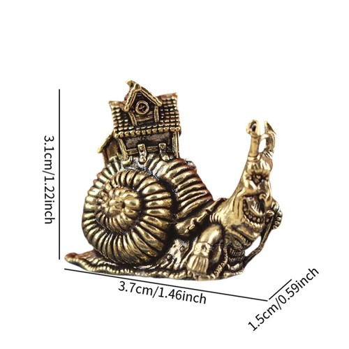 Brass Snails House Figurine Animal Sculpture Retro Chinese Feng Shui Ornament - Picture 3 of 6