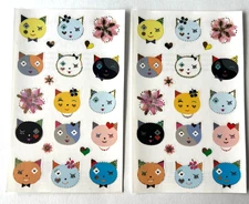 Lot of 2 Sheets MRS GROSSMAN’S Stickers TURNOWSKY CATS KITTY FRILLY FACES