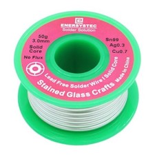 3.0mm Lead Free Solder Wire for Stained Glass Craft, Solid Core No Flux 50g,