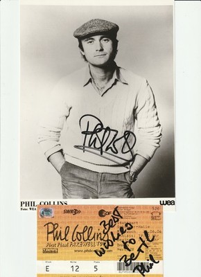 Phil Collins Autogramm signiertes Foto + Original Konzertticket 2004 Sammler