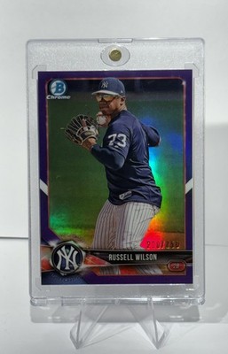 2018 Bowman Chrome #’d /250 Purple Refractor Russell Wilson Prospect #BCP-151