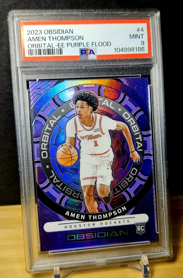 2023 Amen Thompson Obsidian Orbital Electric Etch Purple Flood PSA 9 Rookie RC - Image 4 of 4