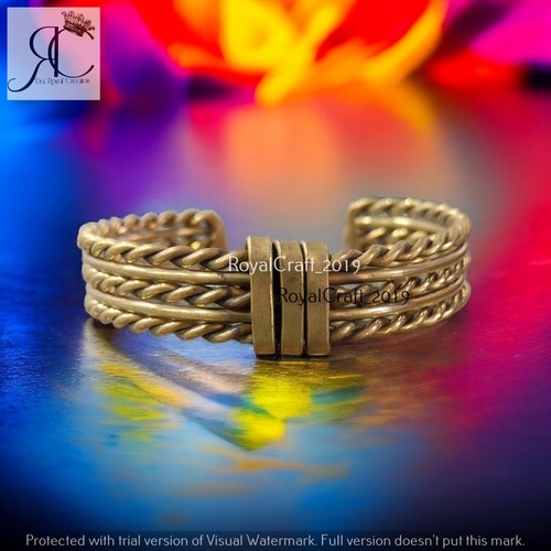 Brass Bangle Twisted & Plain Bracelet Hard Adjustable Make Small to Medium Size - Picture 3 of 4