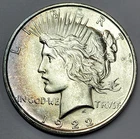 1922-D U.S. Silver Peace Dollar - Unc. Details / Cleaned - 1c Auction No Reserve