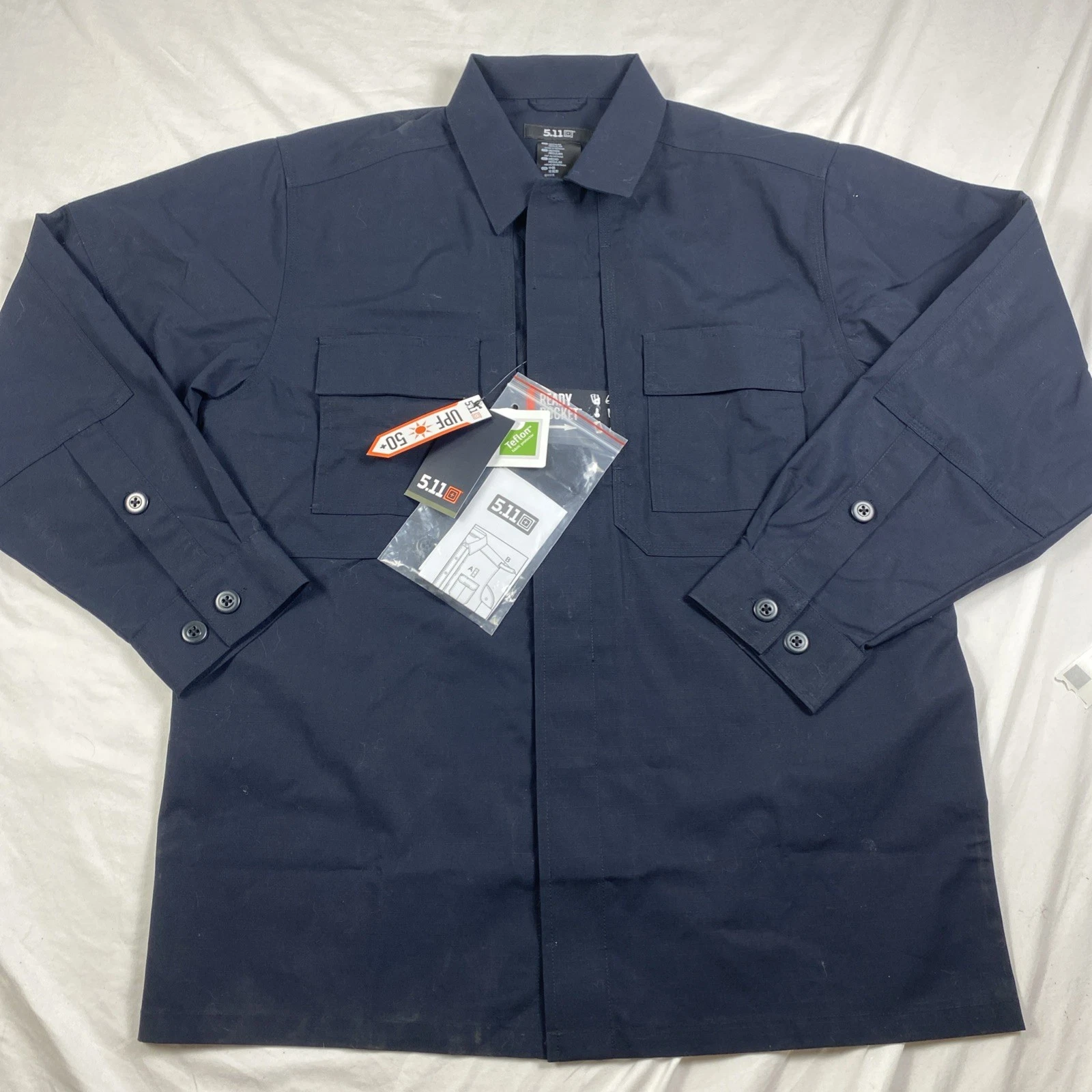 NWT 511 Tactical Mens LS Shirt Ripstop TDU Utility 724 Dark Navy Sz- M 72002