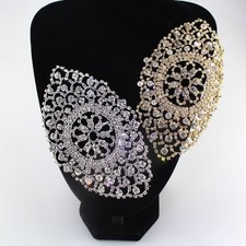 Glänzend Kristall Zubehör Oval Form Strass Patch für Hochzeit Abendkleid