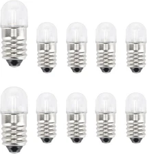 DC E10 LED Bulbs, 10pcs Replacement Light Bulbs Miniature 3V, Yellow 