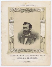 Lieutenant General Grant's Grand March - 1862 - Sinclair litho, Philly - battles