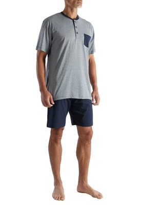 CECEBA Shorty Pyjama Herren kurzer Schlafanzug 2-teilig kurz blau Baumwolle - Bild 1 von 4